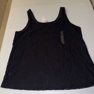 GAP Black Eyelet Sleeveless Tank Top Women's Size Large Lace New NWT